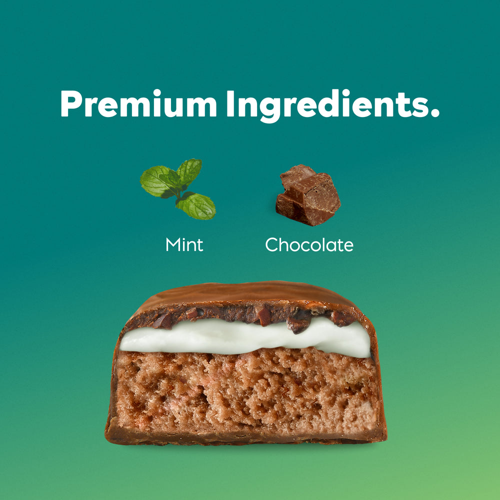 Nick's bars contain premium ingredients, this one features mint and chocolate.