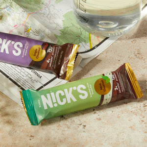 Nick's protein bars on a table