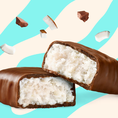 Box of N!CK'S Coconut Candy Bars, 15 count, labeled 'keto friendly' and 'no added sugar'.