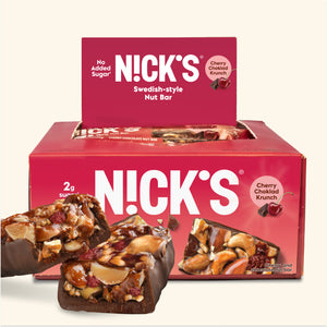 Nick’s bar packaging showing Cherry Choklad Krunch