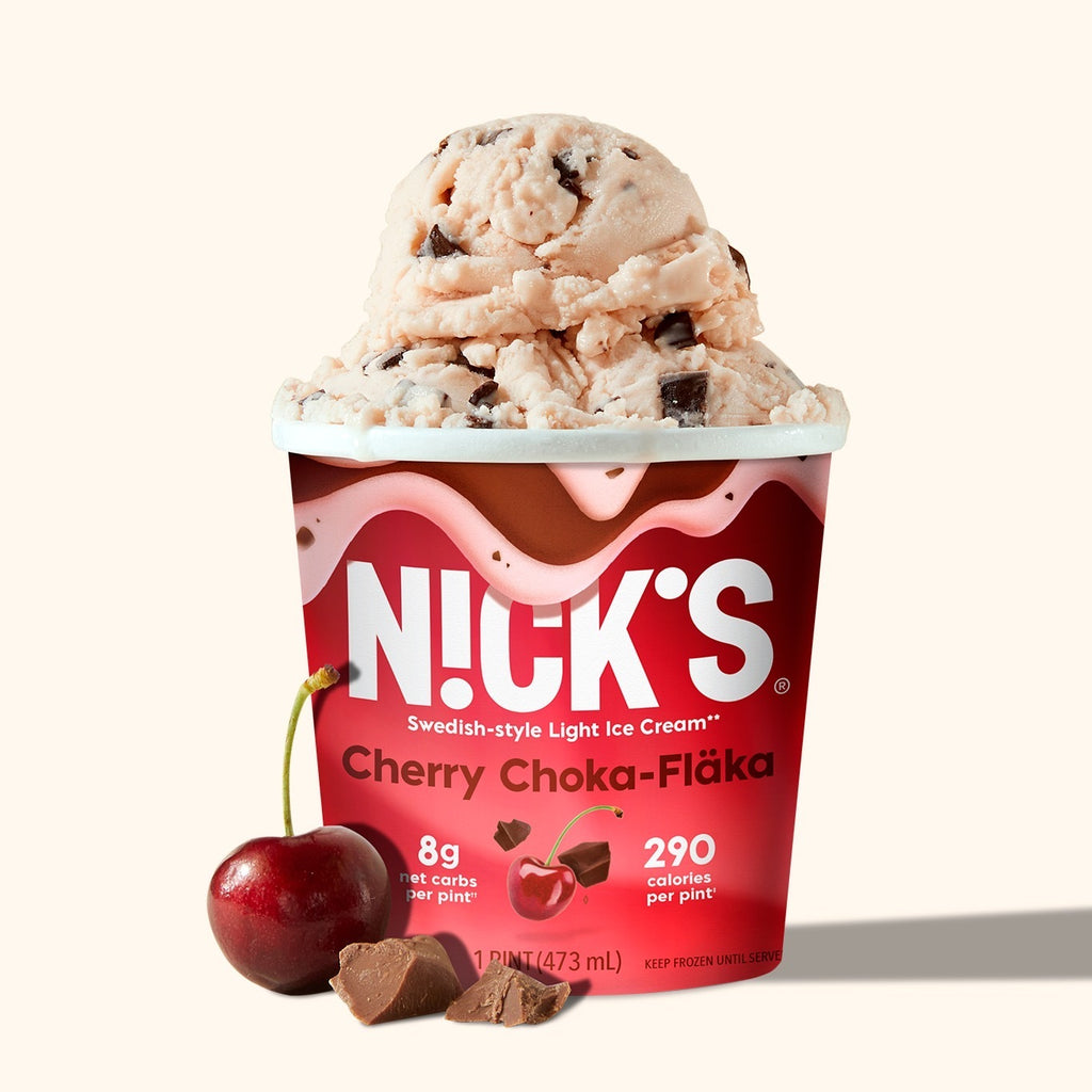 Cherry Choka Flaka - Swedish-style Light Ice Cream | Nick's – N