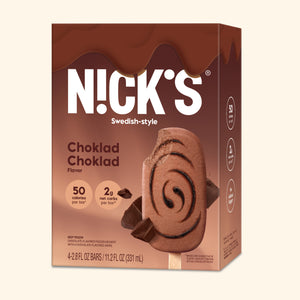 Nick’s ice cream bar packaging showing Choklad Choklad
