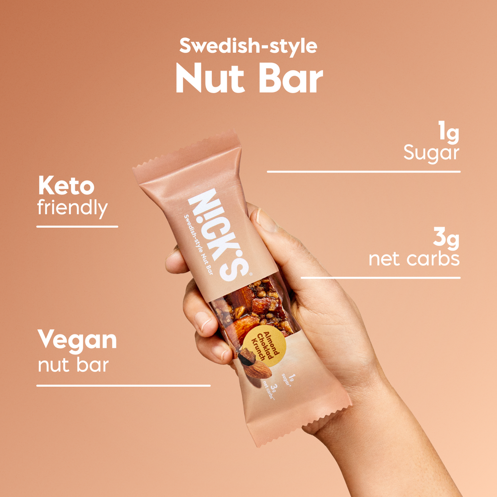 A bar contains 1 gram of sugar, 3 grams of net carbs and is keto friendly and vegan