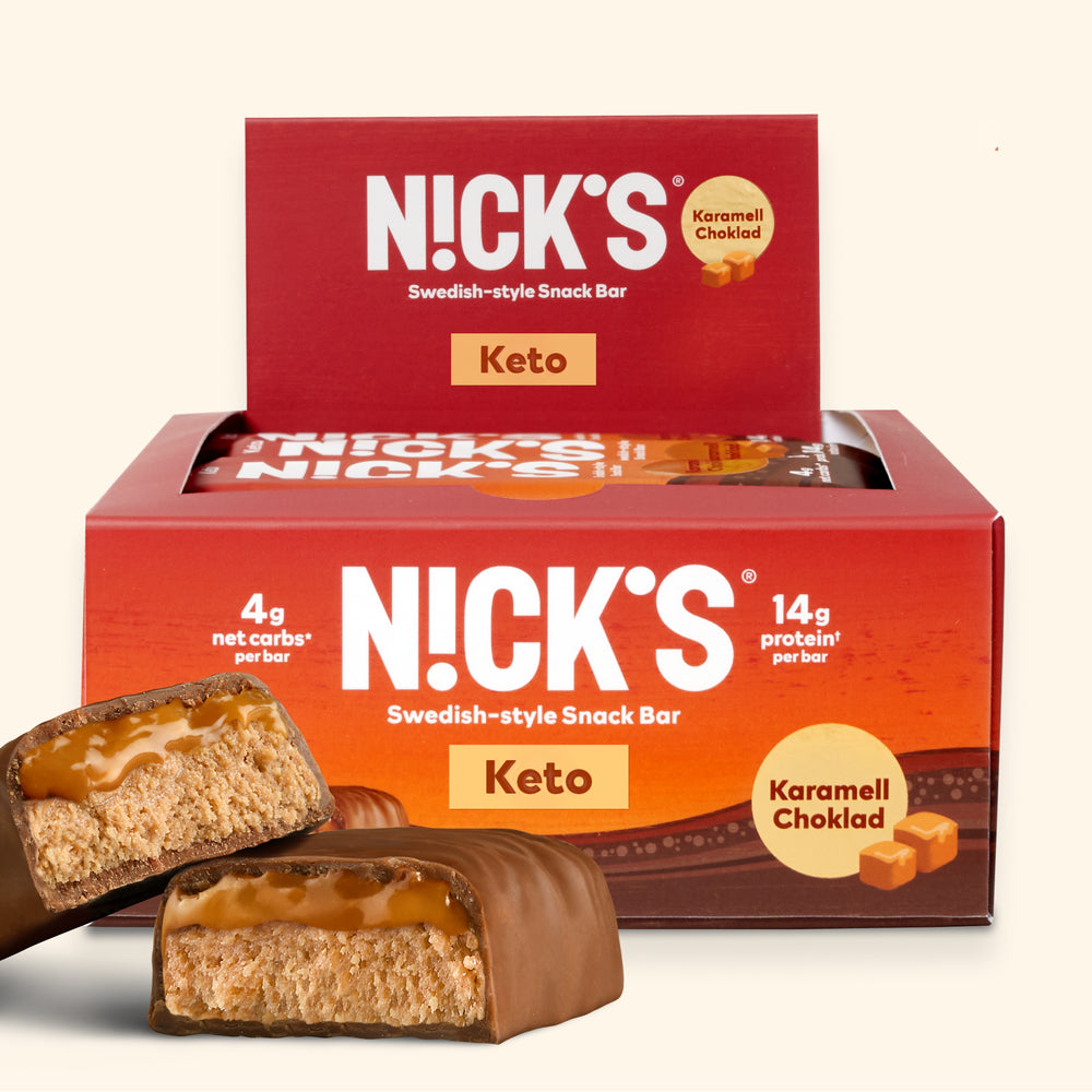 Nick’s bar packaging showing karamell choklad