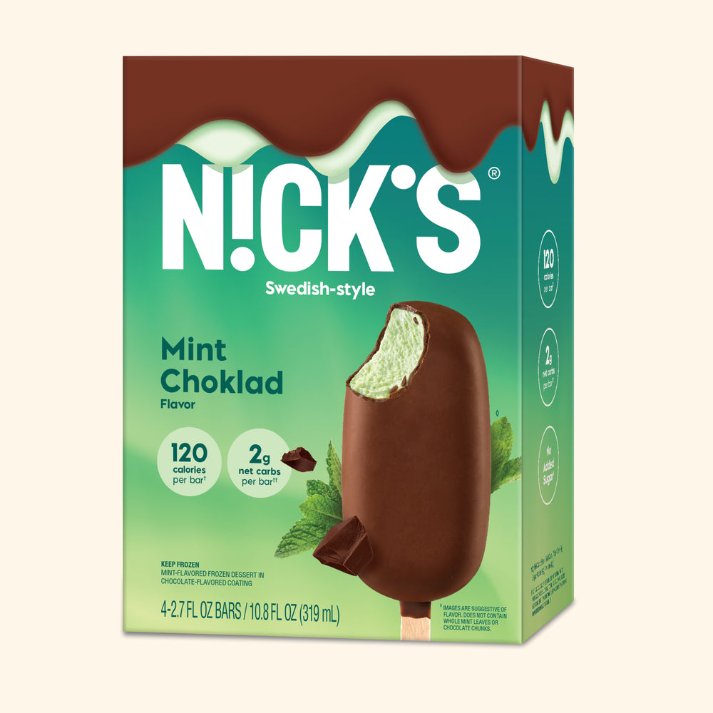 Nick’s ice cream bar packaging showing Mint Choklad