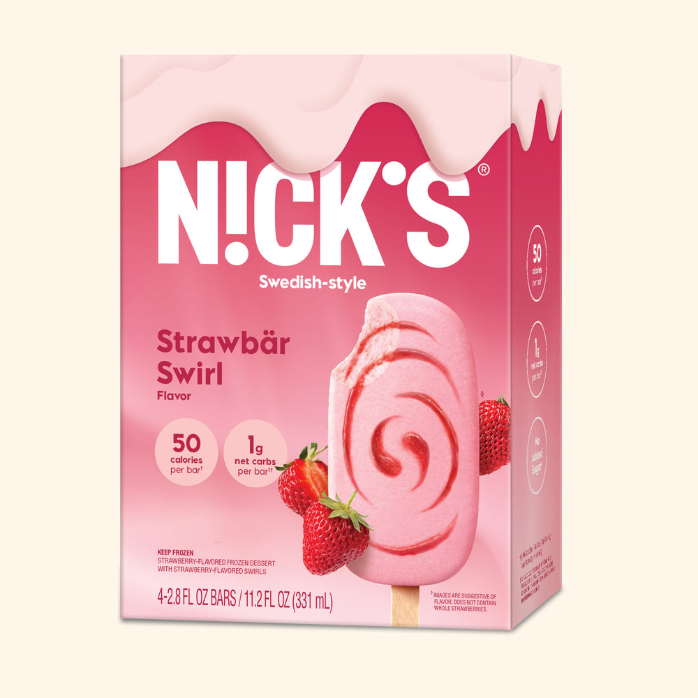 Nick’s ice cream bar packaging showing Strawberry Swirl
