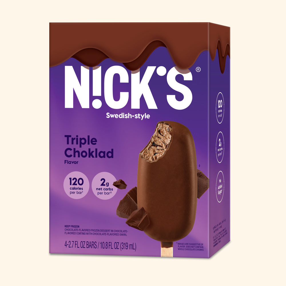 
            
                Load image into Gallery viewer, Nick’s ice cream bar packaging showing Triple Choklad
            
        